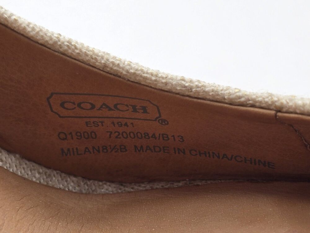 Coach Milan Platform Espadrille Wedge Heel Peep Toe Gold Size 8.5 - Picture 12 of 13